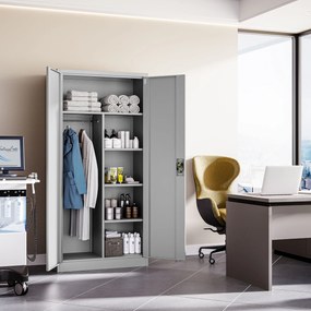 Fém öltözőszekrény DAWID, 900 x 1850 x 450 mm, szürke