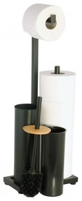 Erga Pap, WC-papír tartó WC kefével és adagolóval, fekete-barna, ERG-YKA-P.PAP-WC-BLK