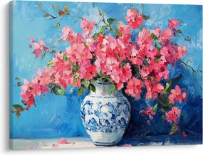 Kép - Váza rózsaszín virágokkal (70x50 cm)