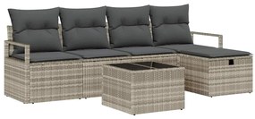 vidaXL Kanapé Szett párnával tárolóval 6 pcs Világosszürke polirattan