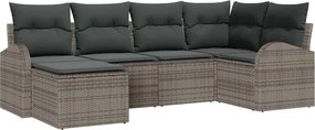 vidaXL Kerti Kanapé Szett 6 pcs Szürke polirattan
