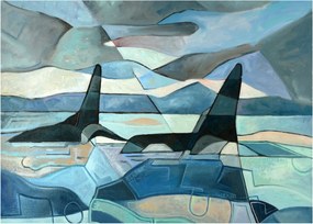 Kép - Orcas (üvegen) (70x50 cm)