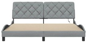 világosszürke szövet ágykeret LED-es matrac nélkül 180 x 200 cm