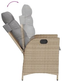 9 részes vegyes bézs polyrattan kerti étkezőgarnitúra párnákkal