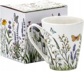 Porcelán bögre 330 ml gyógynövény bögre virágok díszített tökéletes ajándék