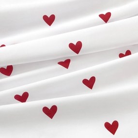 Goldea kör alakú pamut terítő - piros szívecskék, fehér alapon Ø 130 cm