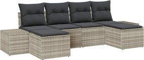 vidaXL Kerti Kanapé Szett párnával 6 pcs Világosszürke polirattan