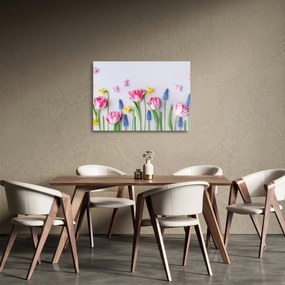 Tavaszi virágok képe (üvegen) (70x50 cm)