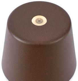 Rozsdabarna asztali lámpa LED-del, IP65-ös, újratölthető, töltőállomással - Bass