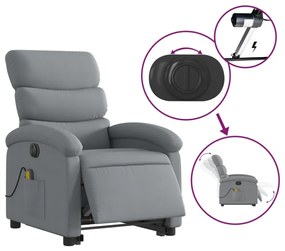 világosszürke szövet dönthető elektromos álló masszázsfotel