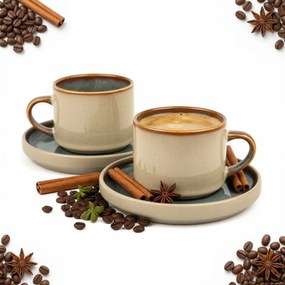 Kávéscsésze Csészealjjal 200 ML Bézs Ø 8,5 CM