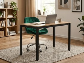 Fekete étkezőasztal tölgyfa hatású TESSA asztallappal 120x60 cm