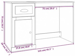 füstös tölgy színű szerelt fa íróasztal fiókkal 115x50x75 cm