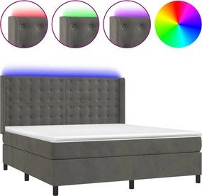 vidaXL sötétszürke bársony rugós és LED-es ágy matraccal 160x200 cm