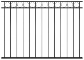Fekete acél kerítéspanel 1,7 x 1,2 m