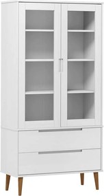 vidaXL MOLDE fehér tömör fenyőfa vitrin szekrény 90 x 35 x 175 cm