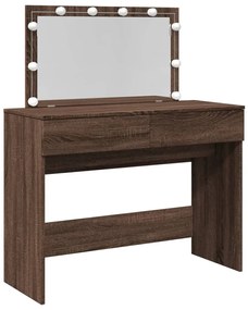 barna tölgy színű fésülködőasztal LED-del 100 x 40 x 120 cm