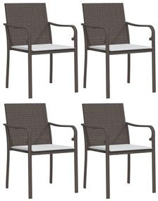 4 db barna polyrattan kerti szék párnával 56x59x84 cm