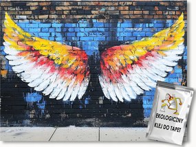 Fotótapéta Flizelina Fal Tégla Graffiti Urban Szárnyak 254x184 ragasztó