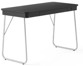 SM130 íróasztal, lakkozott fekete tölgy, fém láb