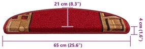 10 db piros öntapadó lépcsőszőnyeg 65x21x4 cm