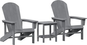 vidaXL Kerti Szék 3 pcs Világosszürke Polietilén