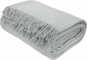 Pamut-akril takaró 200x220 világos hamu rojtokkal