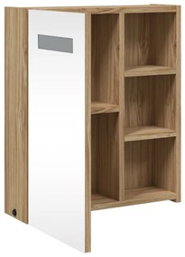 tölgyszínű tükrös fürdőszobaszekrény LED-del 45 x 13 x 52 cm