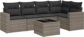 vidaXL 6 részes szürke polyrattan kerti ülőgarnitúra párnákkal