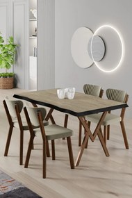 Akort étkezőgarnitúra, travertin-krém, 130 cm