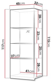 Függesztett vitrin   Brolani BR11 (fekete + fényes fekete) (kék LED világítással). 1106337