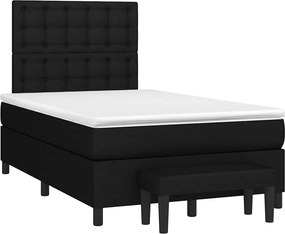 vidaXL fekete szövet rugós ágy matraccal 120 x 190 cm