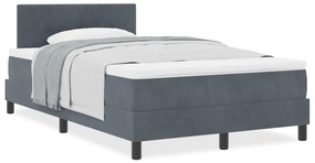 Boxspring Ágy Matraccal Sötétszürke Kis Kétszemélyes Bársonyos