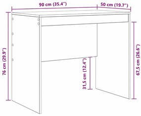 Asztal Beton szürke 90 x 50 x 76 cm Faanyag
