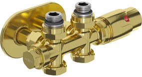 Mexen G00 Duplex termosztatikus készlet kerek kupakkal, DN50 szögletes/egyenes csatlakozással, arany fényes, W908-900-905-50