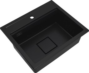 Gamma Quadro 5850, 1 rekeszes gránit mosogató 580x495x220 mm, fekete, GMA-ZLE000229