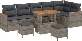 vidaXL Kerti Kanapé Szett 9 pcs Szürke polirattan
