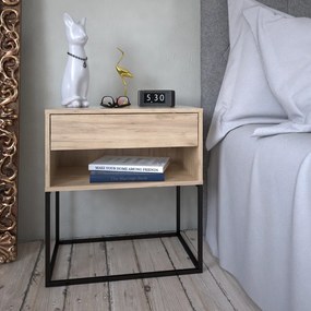 Éjjeliszekrény/kisasztal, artisan tölgy/fekete, ARTI TYP 2