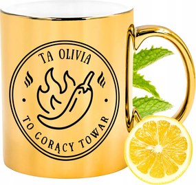 Prémium Arany Csillogó Bögre Olivia Ajándék Nyomtatott Fotóval