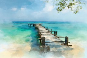 Fotótapéta Flizelina Tájkép Tenger Óceán Tengerpart Móló Híd 104x70,5 ragasztó