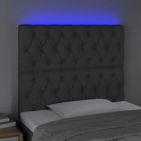 sötétszürke szövet LED-es fejtámla 100x7x118/128 cm