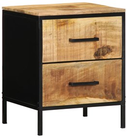 Éjjeli Szekrények 2 db 40x35x50 cm Tömör Fából Készült Rusztikus Mangófából