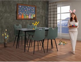 Étkezőgarnitúra 4 székkel, 130x70x76 cm, kerámia, márvány, ASE-1001 GRN2