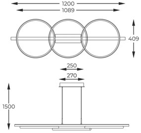 Zuma Line MD3913-3-3BWLT - ALMERIA LED 35W 230V függeszték kábellel