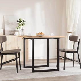 Tömör fenyőfa és acél étkezőasztal O-vázzal 90x90x75 cm