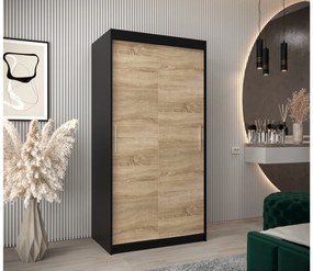 Ruhásszekrény 100 cm Toki (matt fekete + szonoma tölgy). 1064796