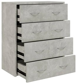 betonszürke tálalószekrény 4 fiókkal 60 x 30,5 x 71 cm