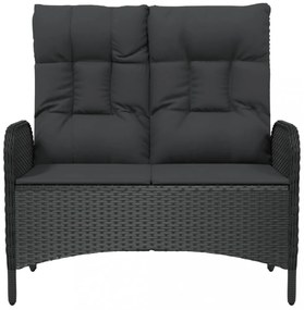 fekete polyrattan dönthető kerti pad párnákkal 107 cm
