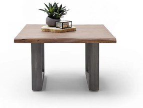 CARTAGENA dohányzó asztal akácfa 75x75cm - U alakú antikolt lábbal - Dió