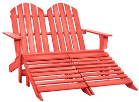 vidaXL kétszemélyes piros fenyőfa kerti adirondack szék és zsámoly